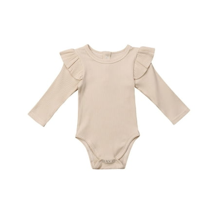 Newborn Toddler Baby Girl Ruffle Long Sleeve Romper Bodysuit Jumpsuit Tops Summer Spring