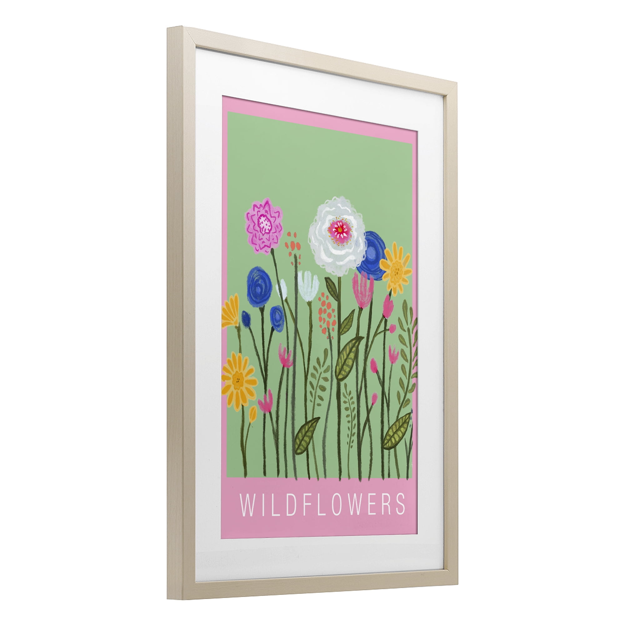 Stupell Industries Wild Flowers with Pink Border Birch Framed Print Under Glass, design by Elizabeth Medley