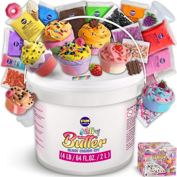 Slime Kit FunKidz Milky Butter, 2 litros, 4 kg, con 29 complementos para más de 6 años