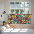 thumbnail image 3 of Boho Colorful Floral Tier Curtains 36 Inch Length, Spring Flower Botanical Sunflowers Plant Cafe Short Curtains for Bathroom Sink, Small Kitchen Curtain Light Filtering Drapes 2 Panels 27.5"Wx36"L, 3 of 8