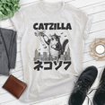 thumbnail image 2 of Catzilla Cute Cat T-shirt, Unisex Women's Men's Shirt, Funny Catzilla Cat Silly Kitty Gift, Heather Ash, X-Small, 2 of 6