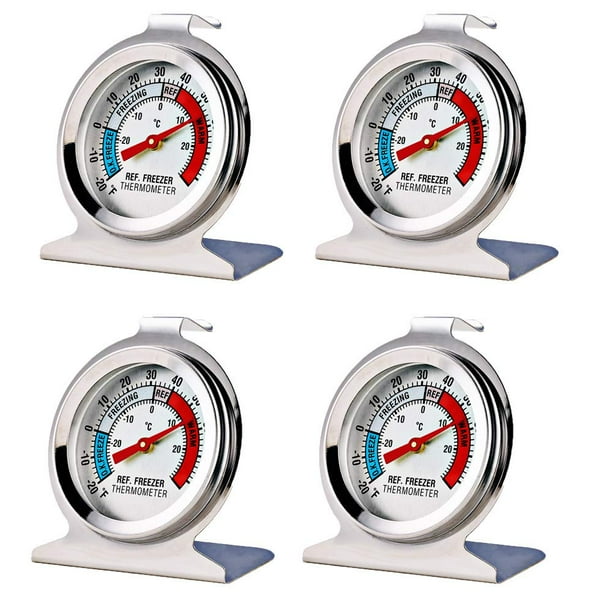 4 Pack Refrigerator Freezer Thermometer Fridge DIAL Type Stainless