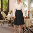 thumbnail image 6 of Belle Poque Women Vintage Skirt with Belt Elastic High Waist Flared A-Line Skirt Midi Skirt, 6 of 8