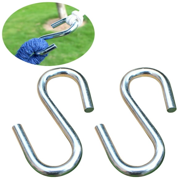 LLC 2 pcs Heavy Duty Metal S Hooks Ultra Thick Hammock S Shaped Hooks for  Outdoor Hammock