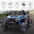 thumbnail image 4 of TOBBI Kids Ride on UTV, 12V Battery Powered Truck with LED Headlights, Horn, Music for Kids Aged 37-60 Months, Blue + Black, 4 of 12