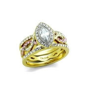 .5 ct Marquise 3 pc Bridal Wedding ring designer fashion set Stainless Steel