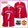 thumbnail image 2 of Uniformes 07/08 Manchester United home Camiseta de Manga Larga Manga corta Uniforme de Fútbol Nostálgico Clásico retro Ronaldo No.7 Rojo, 2 of 4