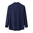 thumbnail image 4 of Zylarhe Men T Shirts Men's Fashion Autumn Winter Solid Color Stand Shirt Top Long Sleeve Cardigan Button Slim Fit Casual Shirt Top down Pajama, 4 of 9