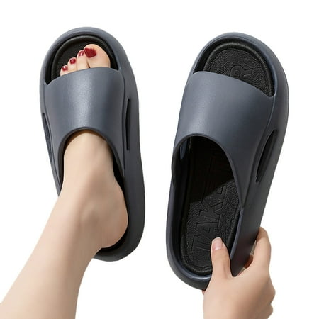 

huanledash 1 Pair Shower Slippers Non-slip Soft Sole Thick Bottom Flat Heel Open Toe Daily Wear No Odor Cushioned Thick Sole Cloud Slippers Bathroom Supplies