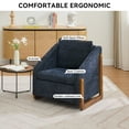 thumbnail image 3 of Chenille Fabric Modern Upholstered Armchair, Upholstered Armchair with Wooden Side Frame, Cushioned Seat and Backrest, Accent Leisure Chair for Living Room and Bedroom, Blue, 3 of 9