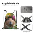 thumbnail image 4 of Xecao Flower Crown Guinea Pig Pattern Sports Drawstring Backpack - String Swim Gym Bag with Wet Proof Pocket for Women&Men-Medium, 4 of 6