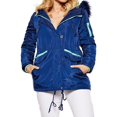 thumbnail image 2 of Out+About Women's Winter Coat Faux Fur Hood Windbreaker Draw String Two-Tone Anorak Jacket MEDIEVAL BLUE L, 2 of 4