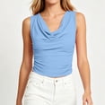 thumbnail image 4 of EazyTech Women's Sleeveless Cowl Neck Top – Solid Color with Front Ruched Detail for Summer, 4 of 6