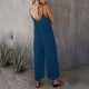 thumbnail image 4 of ICHUANYI Clearance Women Summer European And American Sling Solid Pocket Casual Jumpsuit(Blue, M) ICHUANYI WER2023080805397, 4 of 7