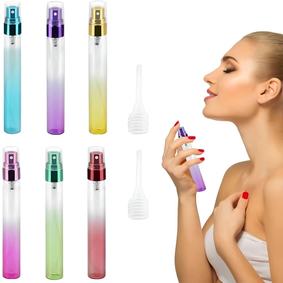 ACDANC 6 PCS 10ml Spray Bottles Container Portable Travel Perfume Atomisers Mini Glass Refillable Perfume Bottles Mist Pump Empty Sample Spray Bottles with Dropper for Travel Essential Oils Perfume