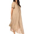 thumbnail image 3 of Sakkas Egan Long Embroidered Caftan Dress / Cover Up With Embroidered Cap Sleeves - Beige - One Size Regular, 3 of 5