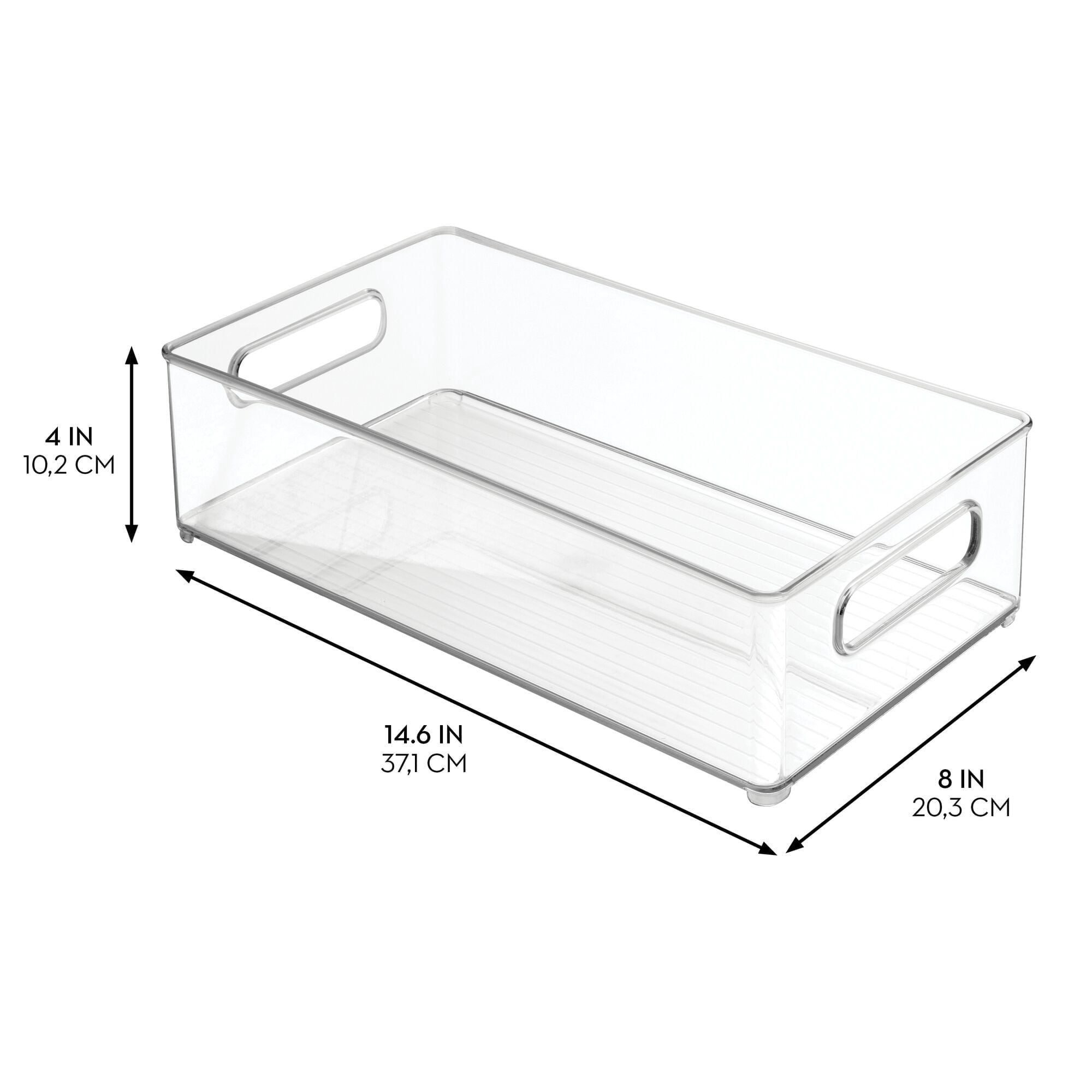 iDesign Plastic Stackable Fridge Bin with Handles, Set of 2, Clear, Made in USA