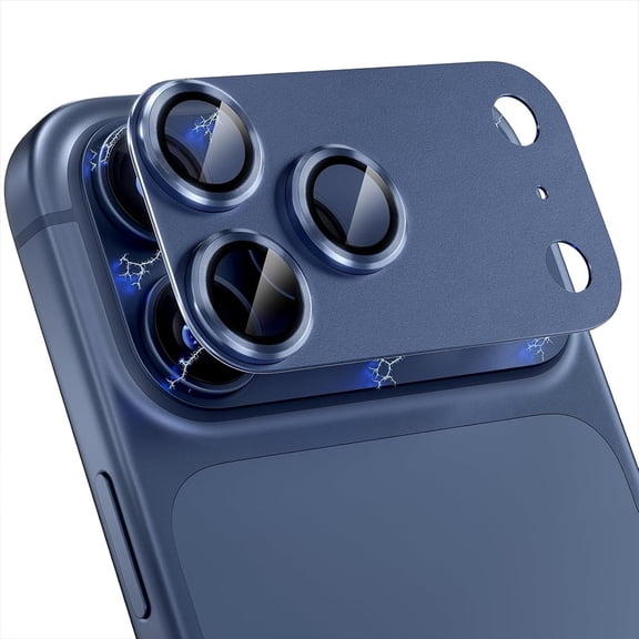 CD Metal Armor Camera Lens Protector for iPhone 17 Pro, Royal Blue, Full Coverage HD Tempered Glass
