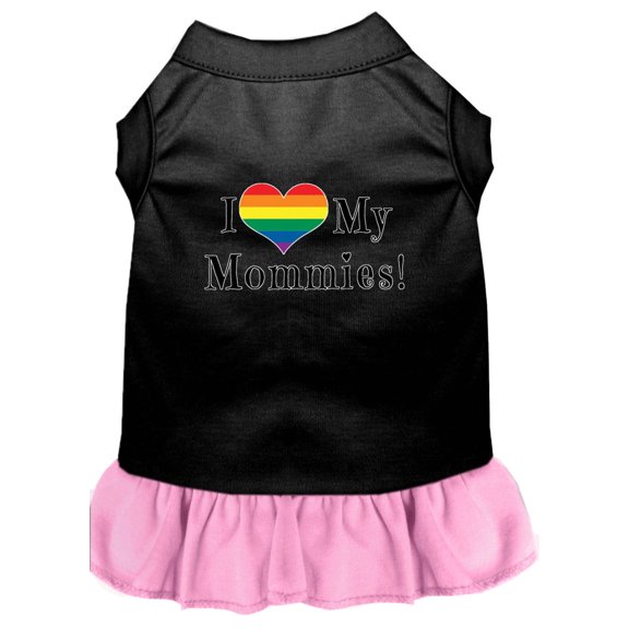 Pet Dog  Cat Dress Screen Printed, "I Heart My Mommies"