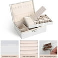 thumbnail image 5 of Wattne Jewelry Box for Women: PU Leather with Lock 2 Layer Portable Jewelry Organizer and Box Storage Case Necklaces Bracelets Rings Earring Holder White, 5 of 7