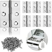 Stainless Steel Hinge, Pack of 12 Folding Door Hinge with 6 Mounting Holes, Small Door Hinge with Screws for Cupboard, Drawer, Home Furniture Hardware