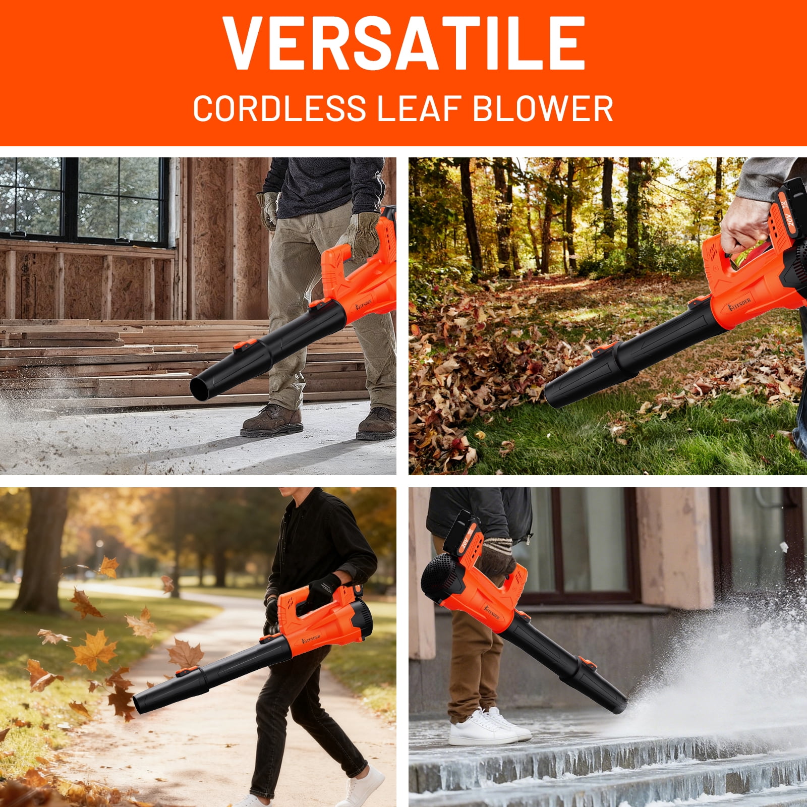 High Power Cordless Leaf Blower with Battery, 580CFM/160MPH, Extension Nozzle, Lightweight Portable for Lawn Yard Snow Pet Hair, Ideal Christmas Gift, Local Warehouse Shipping