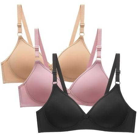 Qetyuw Women s Comfy Wireless Bra Wire Free Thin Bralette Ultra-Soft No Wire Support Bras Small Cup Size Push Up Bra 3PC