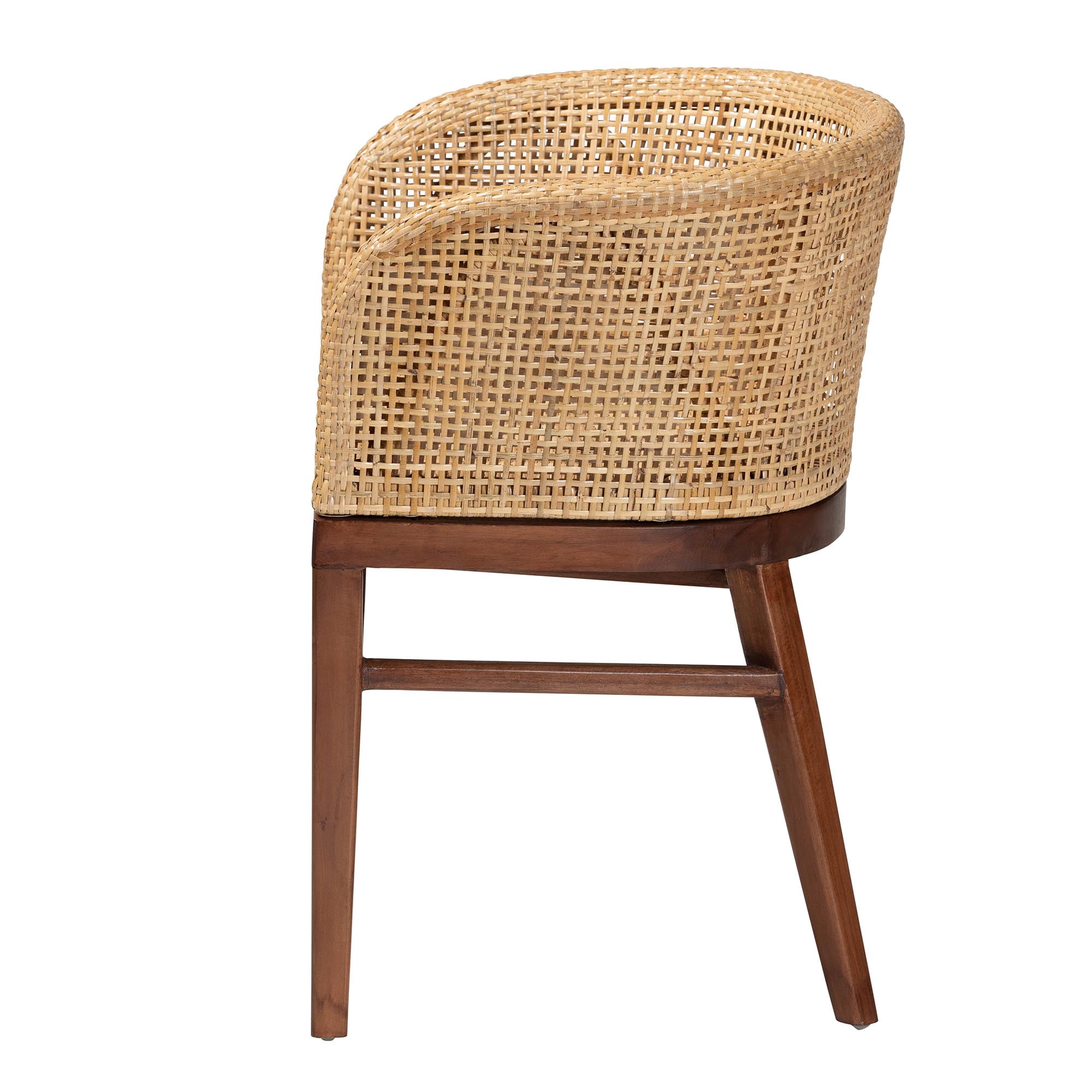 bali & pari Papua Rattan and Acacia Wood BOHO Dining Chair, Natural Brown