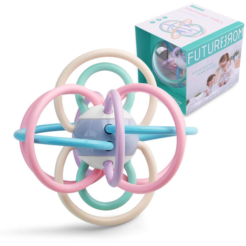 Newborn Baby Rattle and Teether Ball, Perfect for Teething, Sensory