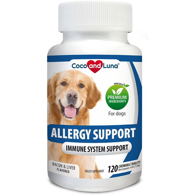 Suplemento para Alergias Soporte Inmunológico Promueve Salud de Piel y Pelaje 120 Tabletas Masticables Coco and Luna CL-225556S
