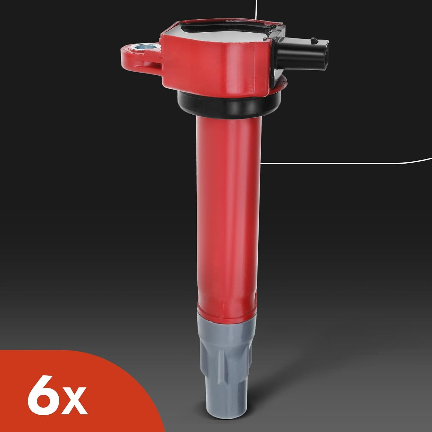 A-Premium Set of 6 (Red) Ignition Coil Pack Iridium Spark Plug Compatible with Chrysler 300 2006-2010, Sebring 2006-2010, Town & Country 2008-2010 & Dodge Avenger 2008-2010