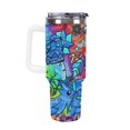thumbnail image 4 of Geometry Dash Car Cup Tumbler with Handle & Straw 40Oz Cupholder Water Bottle Insulated Stainless Steel Cup, 4 of 8