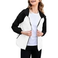 thumbnail image 4 of GUACER Colorblock Lightweight Hooded Windbreaker for Women with Storage Pouch, Packable Nylon Waterproof Zip-Up Jackets, 4 of 8