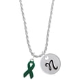 thumbnail image 1 of Delight Jewelry Silvertone Green Ribbon Silvertone Script Initial Disc - N - Charm Necklace, 20"+3", 1 of 4
