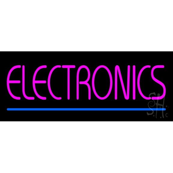 Electronics LED Neon Sign 13 x 32 - inches, Clear Edge Cut Acrylic Backing, with Dimmer - Bright and Premium built indoor LED Neon Sign for Computer & Electronics store decor.