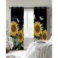 thumbnail image 2 of Blackout Curtains for Bedroom, Sunflowers Room Darkening Window Drapes for Living Room, Botanical Watercolor Butterfly Plant Thermal Insulated Grommet Curtains, 52x45 inch, 2 Panels, 2 of 9