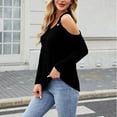 thumbnail image 4 of Jalioing Women's Long Sleeve Fashion Tops Ribbed Cold Shoulder Scoop Neck Shirts Casual Loose Fall Tunic Blouses, 4 of 8