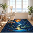 thumbnail image 3 of Design&I 4'x6' Washable Area Rug Pixel Interlocking Block Terrain Border Cliff Motif Volcano Landscape for Home Office, Under Desk, Snag-Free Skid-Resistant Medium, 3 of 7
