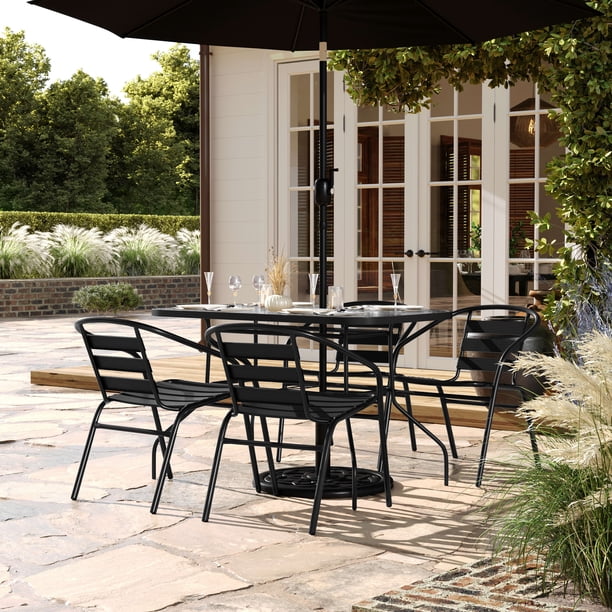 47 glass for patio table with umbrella SogesHome Inch Rectangle Tempered Dining Coffee Table Dining Bistro Table, Outdoor Garden Balcony Backyard Poolside Lawn, Hole, Brown : Home & Kitchen and sturdiness Emma and Oliver Tala Rectangular