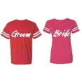 thumbnail image 1 of Groom Bride Matching Couple Cotton Jerseys (Men Red / Women Pink) (Men XXL / Women XL), 1 of 3