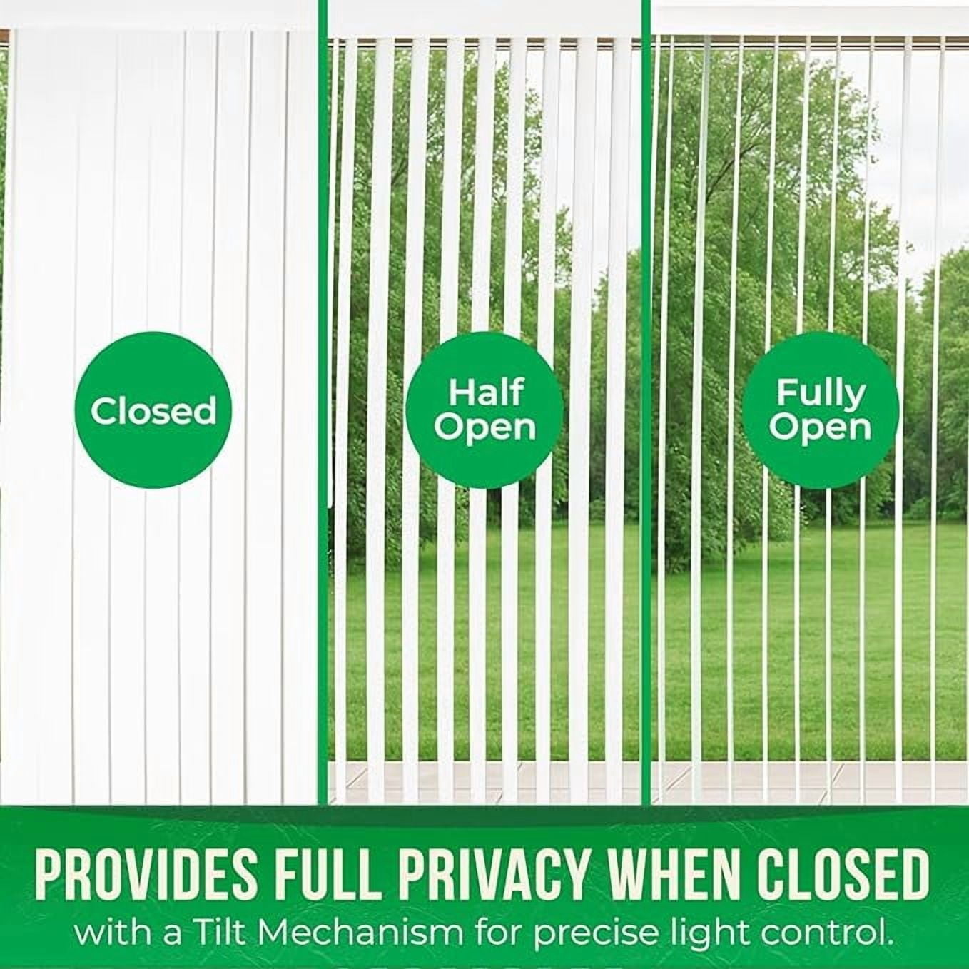 Calyx Interiors Vertical Blinds – 78" Width x 84" Height, White Light-Filtering Vinyl Blinds for Sliding Glass Doors, Patio Doors & Large Windows for home or office
