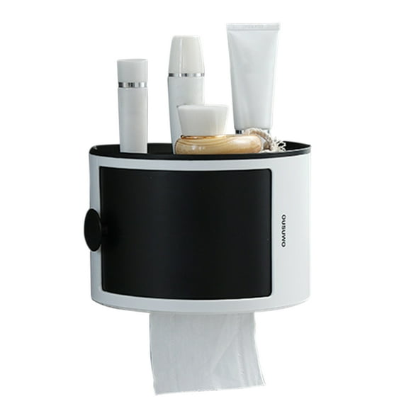 Zootealy Desktop Paper Towel Dispenser with Storage Shelf Wall Mounted Paper Towel Holder Dispenser Self Adhesive Toilet Tissue Garbage Bags Dispenser Paper Extraction Dispenser for Kitchen Bathroom