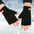 thumbnail image 2 of Big Clearance! Gloves for Cold Weather, Baberdicy Half Finger Warm Knit Gloves for Adult Thickened Open Finger Outdoor Jacquard Gloves for Cycling Winter Gloves, 2 of 3