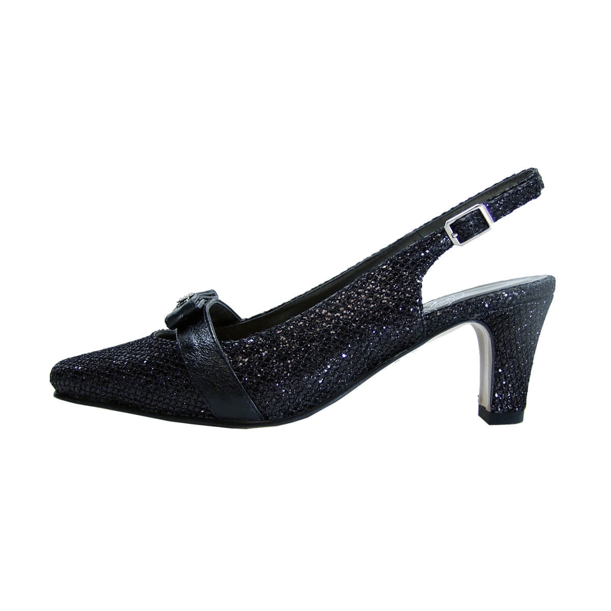 FLORAL Nova Women's Wide Width Pleated Upper Slingback Pumps BLACK 6.5