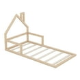 thumbnail image 5 of Bellemave Twin Size Wood Floor Bed with House-shaped Headboard,Twin Bed Frame,Montessori Floor Bed with Rails(Twin,Natural), 5 of 10