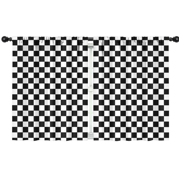 Blackout Kids Curtains,Black and White Checkered Childrens Insulated Curtains Set Of 2,Bedroom Essentials,Toddler Room Decor 42"x54"(106x137cm)