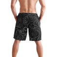 thumbnail image 3 of Dailycode Men's Quick Dry Swim Trunks Beach Shorts Casual Summer Board Shorts with Pockets, Light Black Mysterious Swirling Plants, 3 of 8