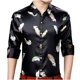 thumbnail image 1 of Camisa tipo cárdigan de manga larga con estampado de plumas de imitación mercerizado para hombre Pompotops  oipoqjl26184, 1 of 4