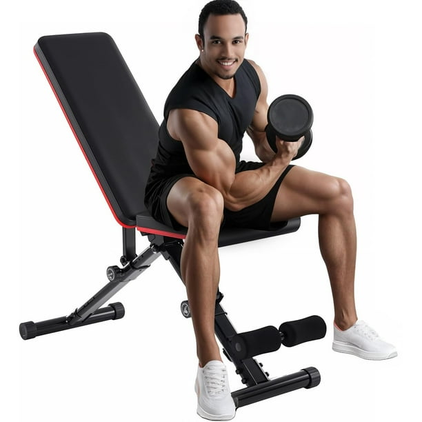 Banco de pesas ajustable, simple, de lujo, con capacidad de 360 kg, plegable