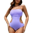 thumbnail image 4 of Maillot de Bain Froncé, Ajusté, une Pièce, pour l'Été, Violet m, 4 of 8